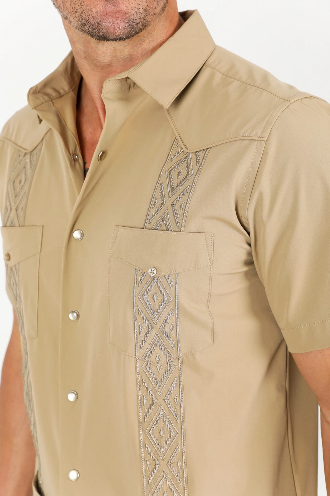 Versatile Design Men's Modern Khaki GUAYABERA Shirt