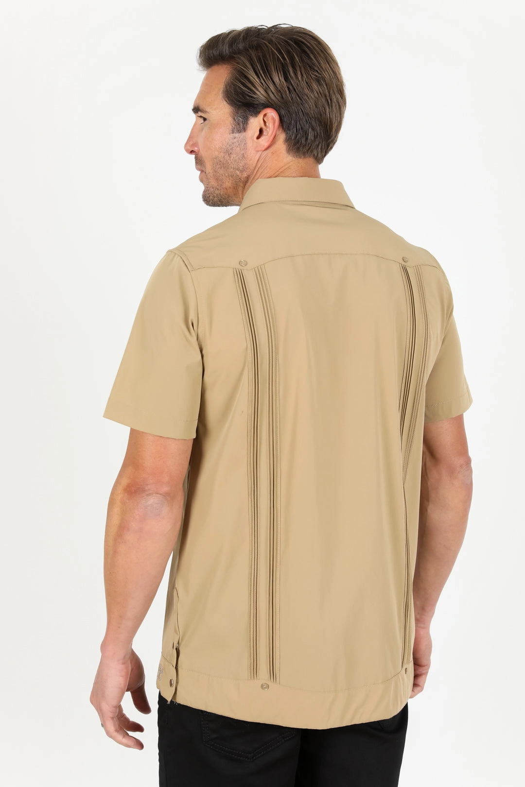 Durable Buttons Men's Modern Khaki GUAYABERA Shirt