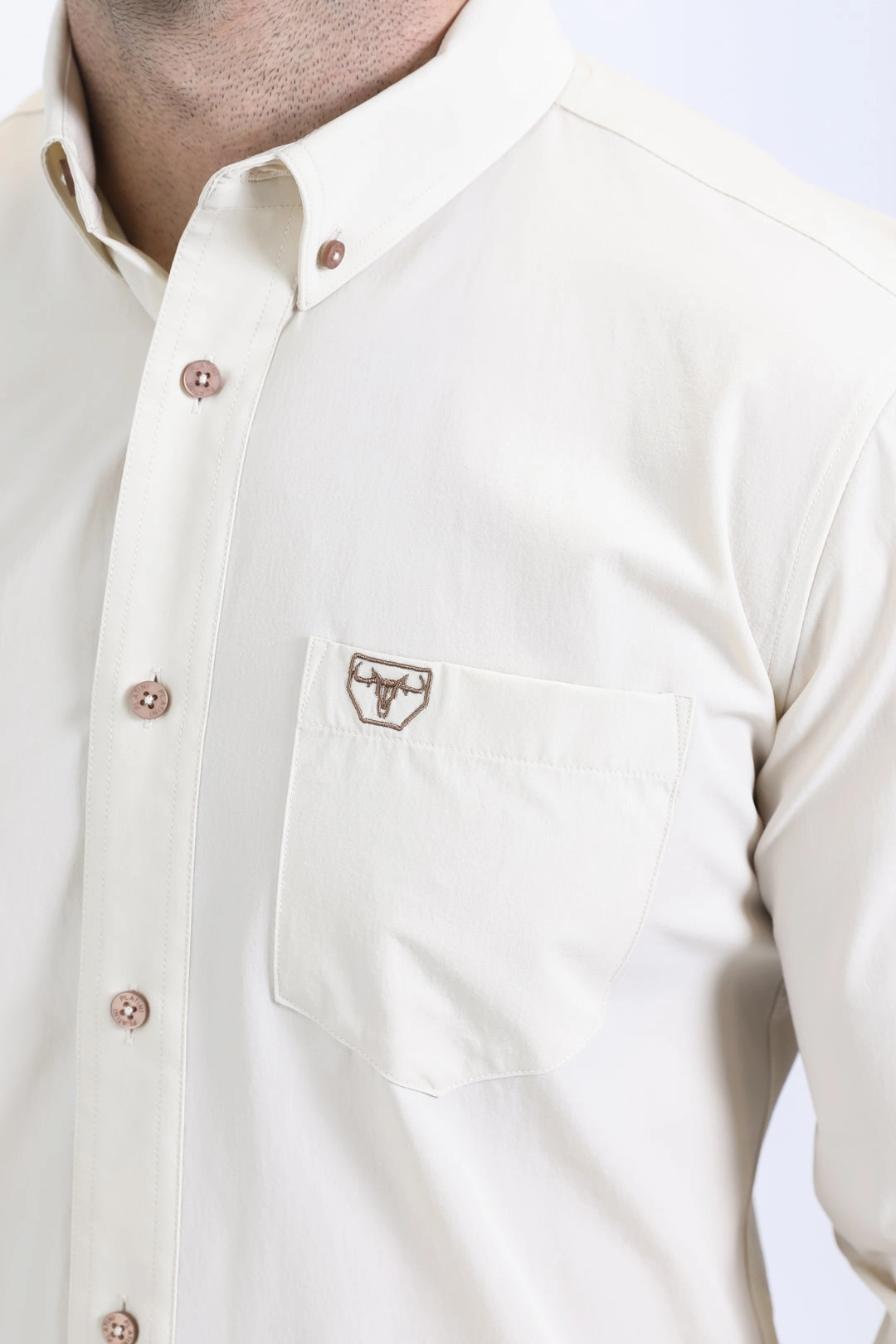 Men's Performance Long Sleeve Beige Shirt Everyday Wear