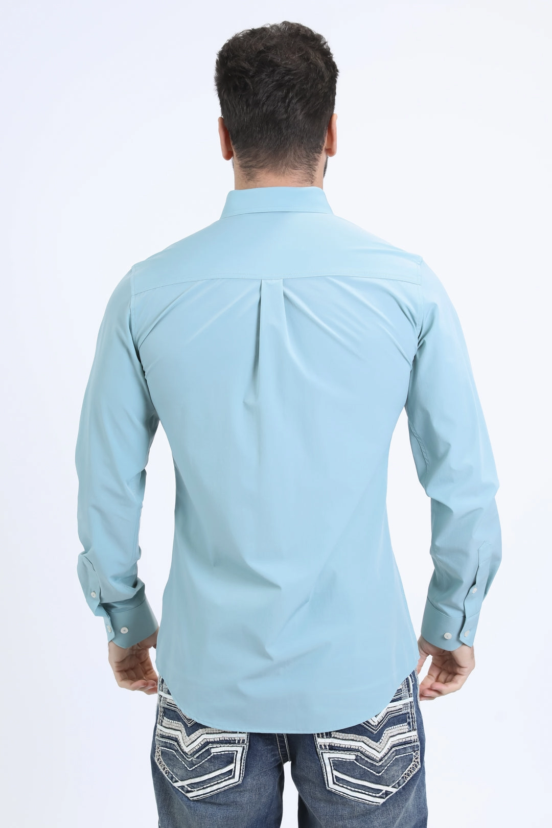 Men's Performance Long Sleeve Blue Shirt Relaxed Vibe