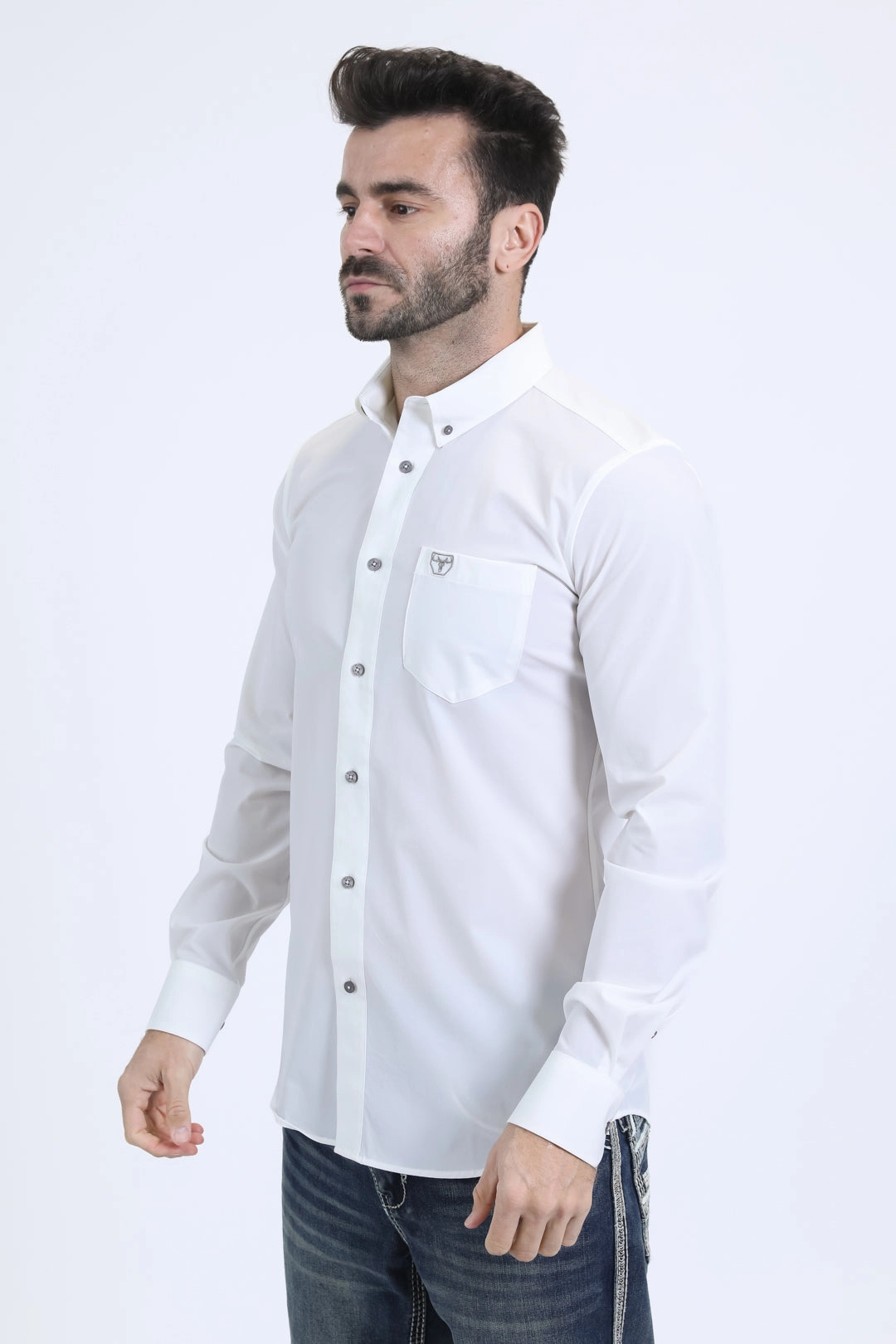 Men's Performance Long Sleeve White Shirt Comfy Look