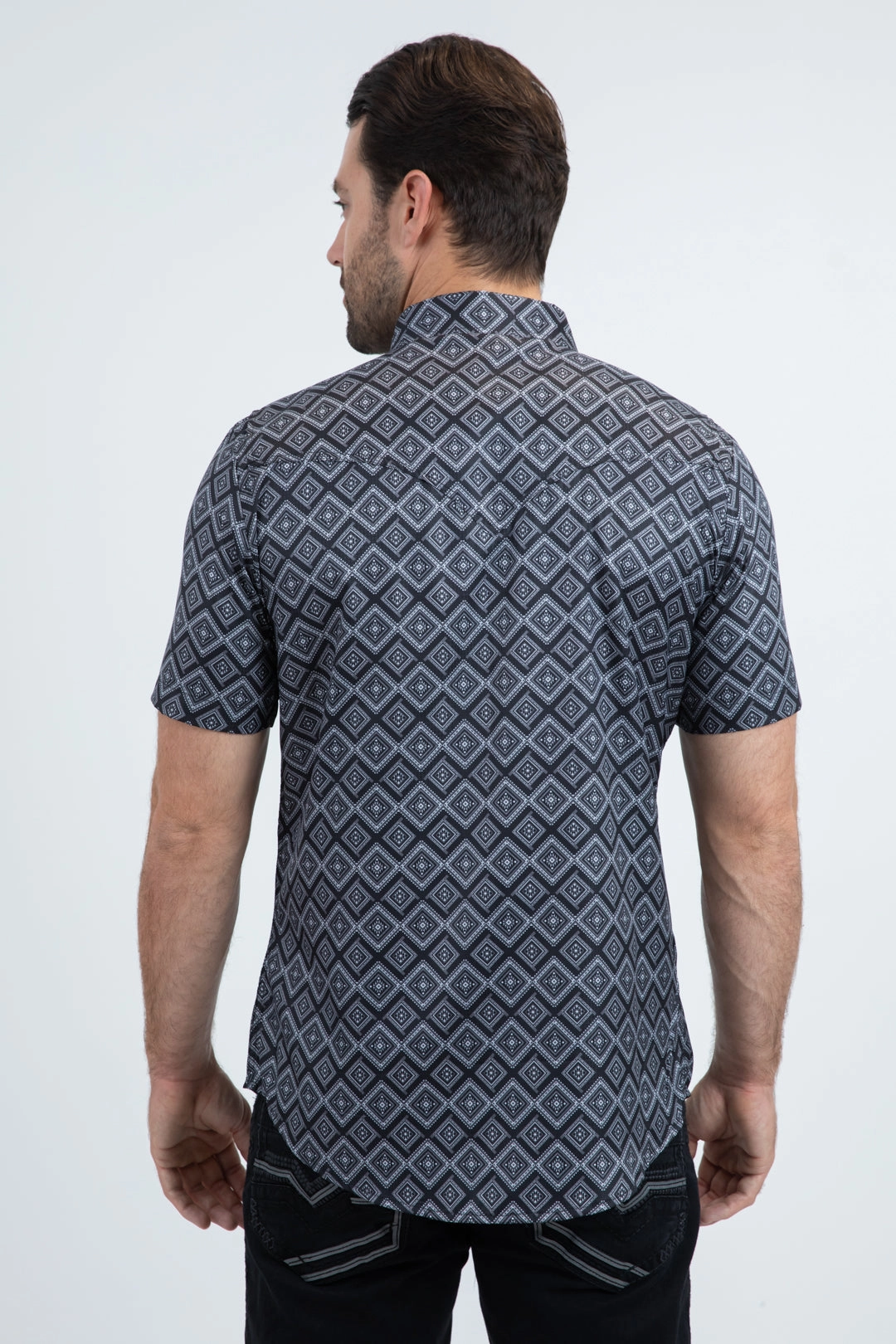 Compact Packing Men's Performance Western Short Sleeve Black Shirt