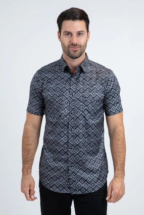 Men's Performance Western Short Sleeve Black Shirt Youthful Appeal