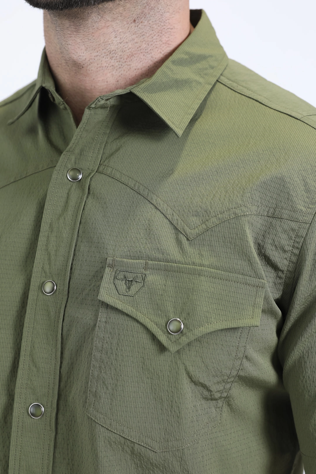 Easy Comfort Classic Style Men's Performance Western Short Sleeve Green Shirt