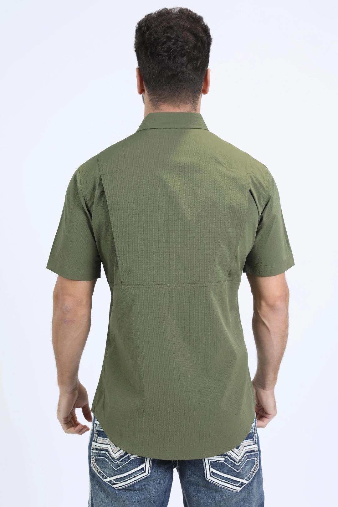 Outdoor Adventure Evening Elegance Men's Performance Western Short Sleeve Green Shirt