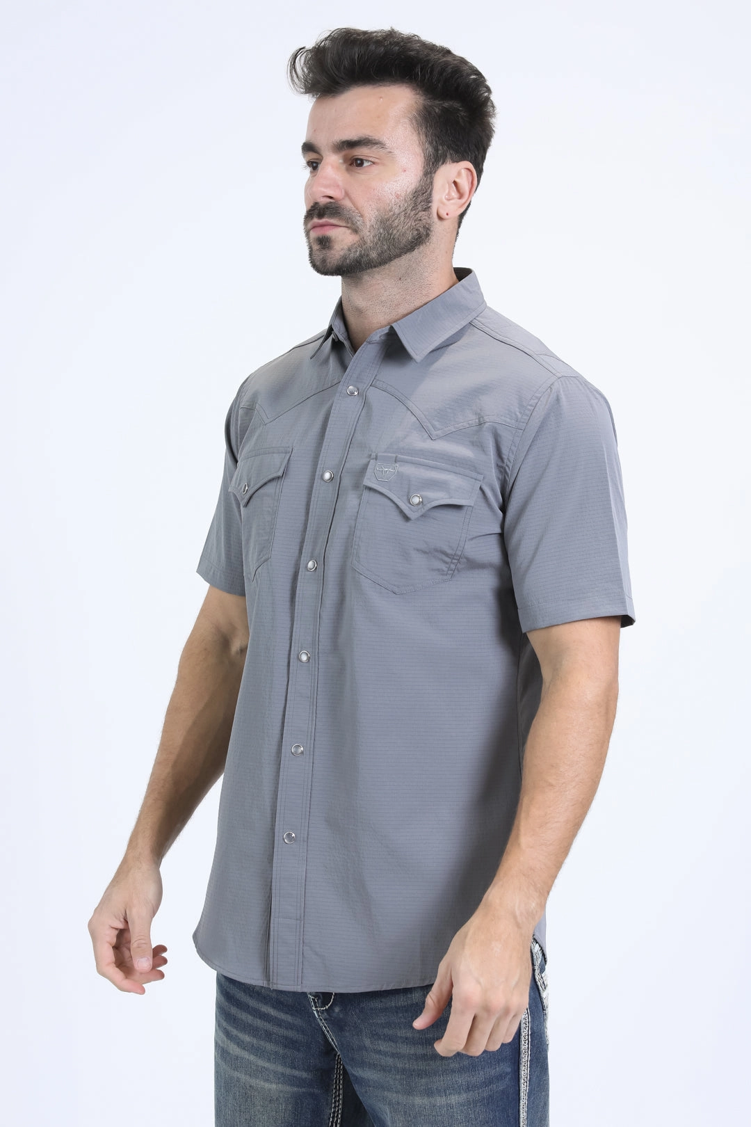 Limited Edition Men's Performance Western Short Sleeve Grey Shirt