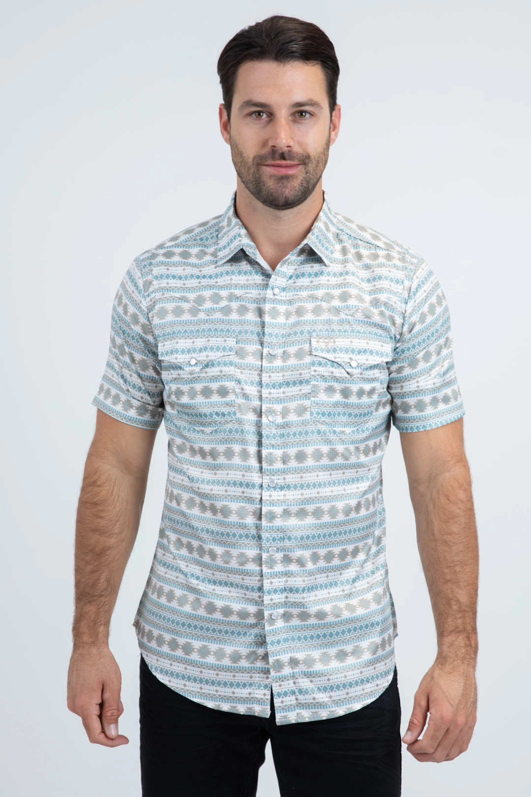 formal dinner Men's Performance Western Short Sleeve White Shirt