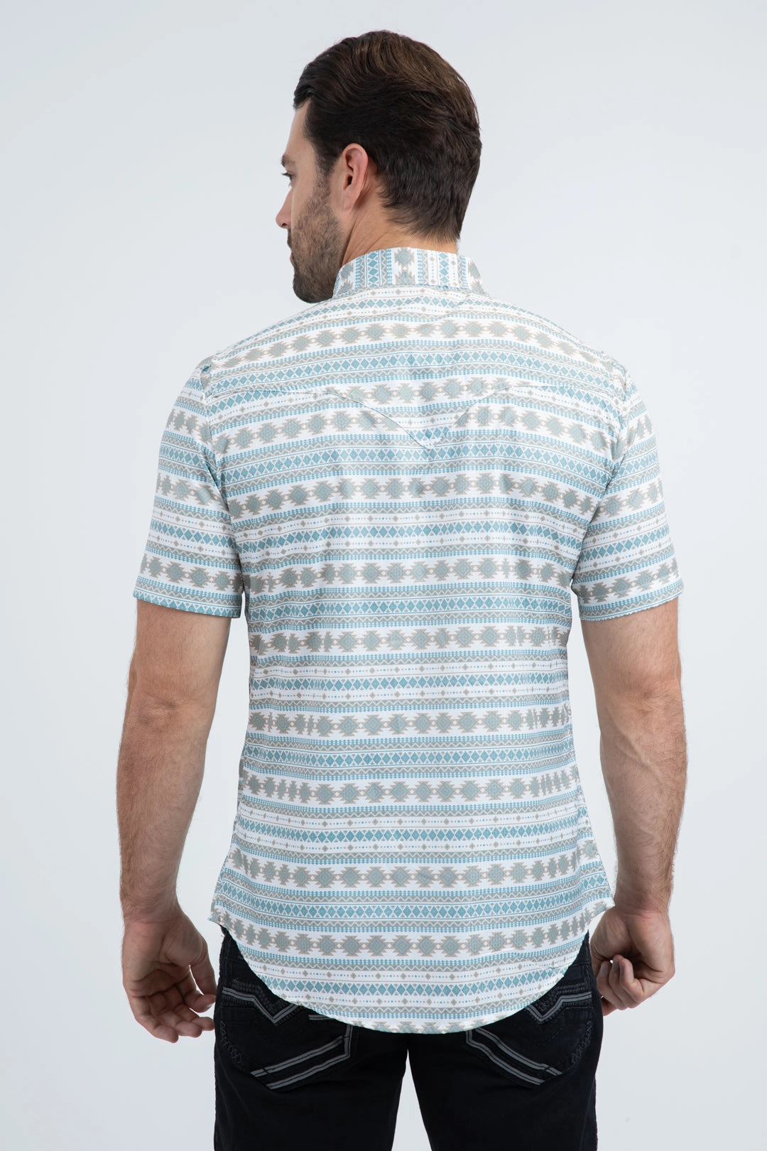 Men's Performance Western Short Sleeve White Shirt Daytime Look