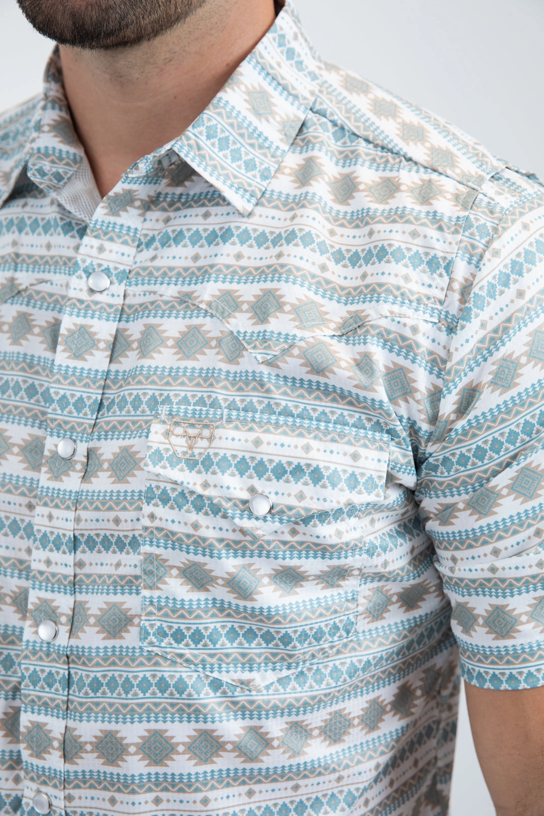 Men's Performance Western Short Sleeve White Shirt Tagless label