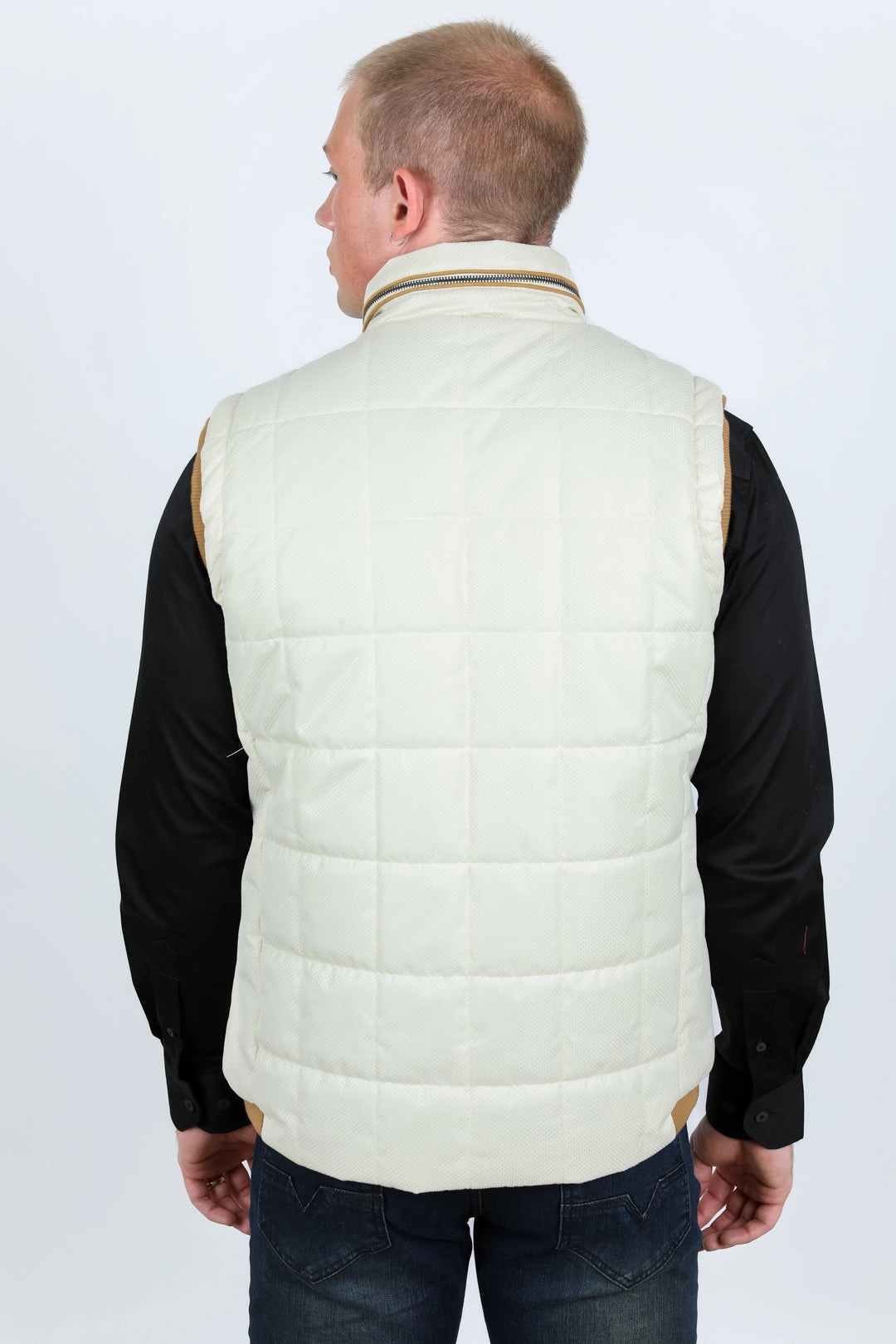 AntiPillingFinish VentilatedPanels Men's Quilted Fur Lined Vest - Beige