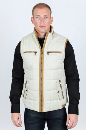 Button Fastenings Men's Quilted Fur Lined Vest - Beige