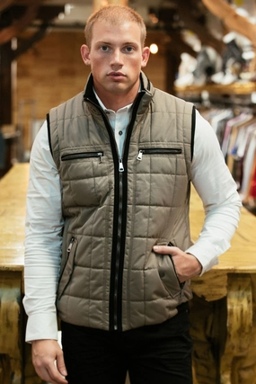 Travel Street Style Men's Quilted Fur Lined Vest - Mocha