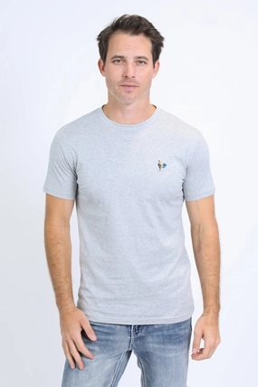 Comfortable Weave Men's Rooster Logo Cotton Gray T-Shirt