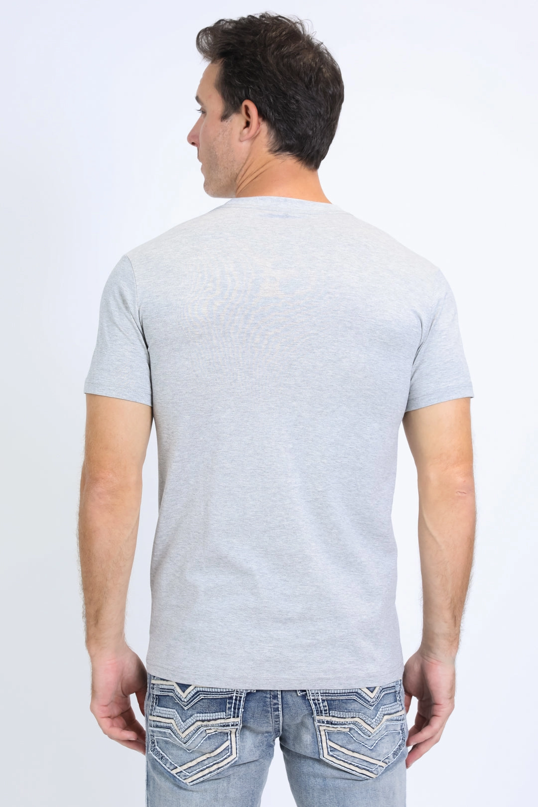 Bright Color Men's Rooster Logo Cotton Gray T-Shirt