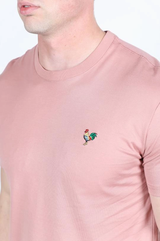 Men's Rooster Logo Cotton Salmon T-Shirt Relax Fit Design