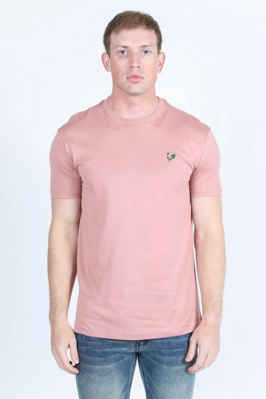 Men's Rooster Logo Cotton Salmon T-Shirt Sleek Comfort