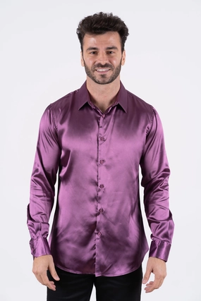 Cozy Option Low Maintenance Men's Satin Mauve Dress Shirt