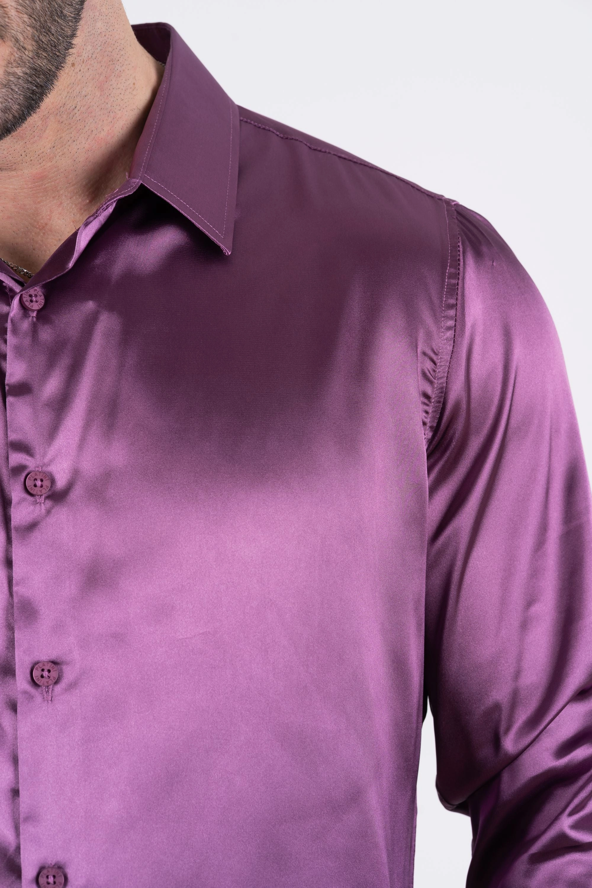 Men's Satin Mauve Dress Shirt Quick-Dry