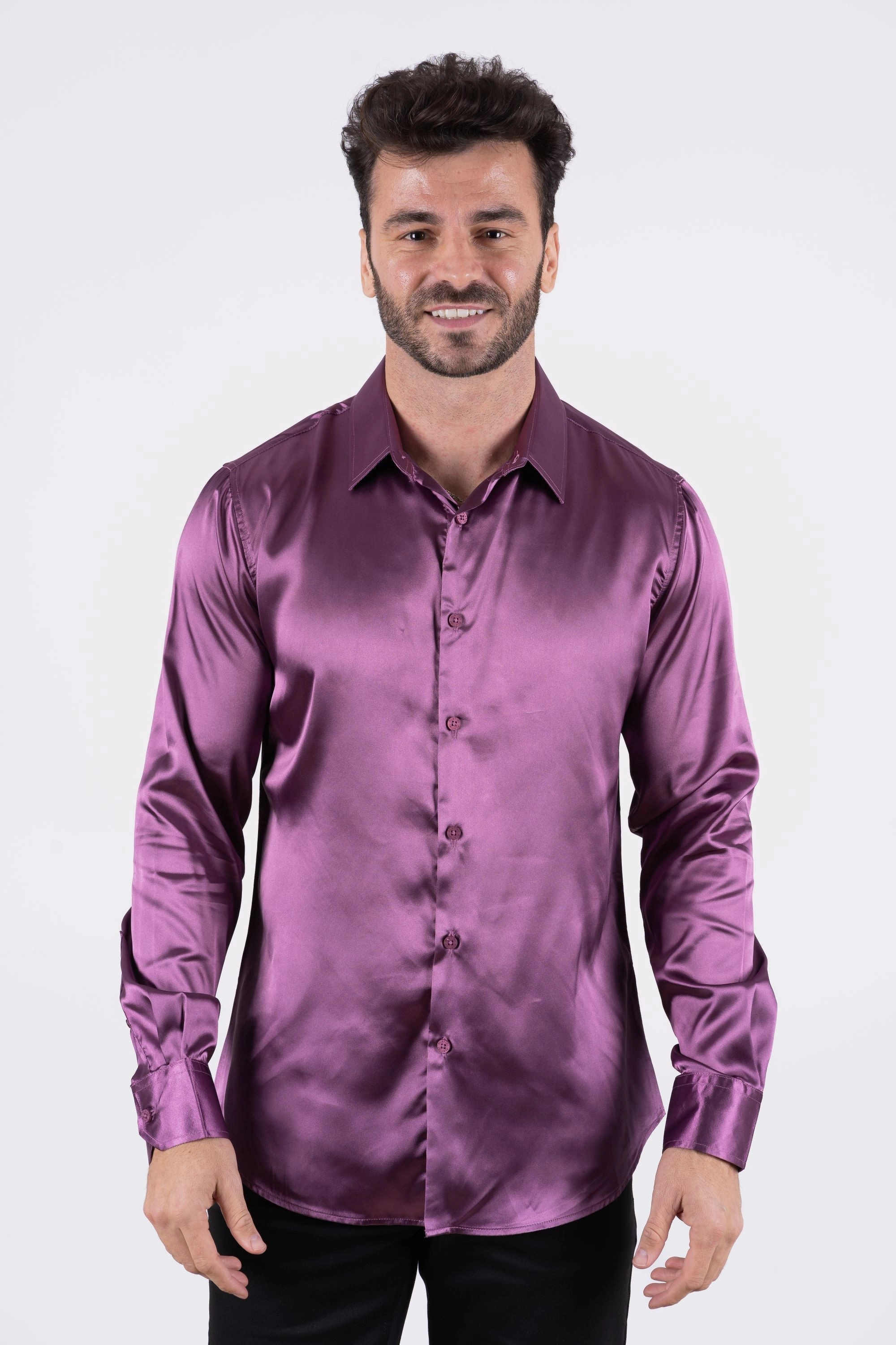 Cozy Option Low Maintenance Men's Satin Mauve Dress Shirt
