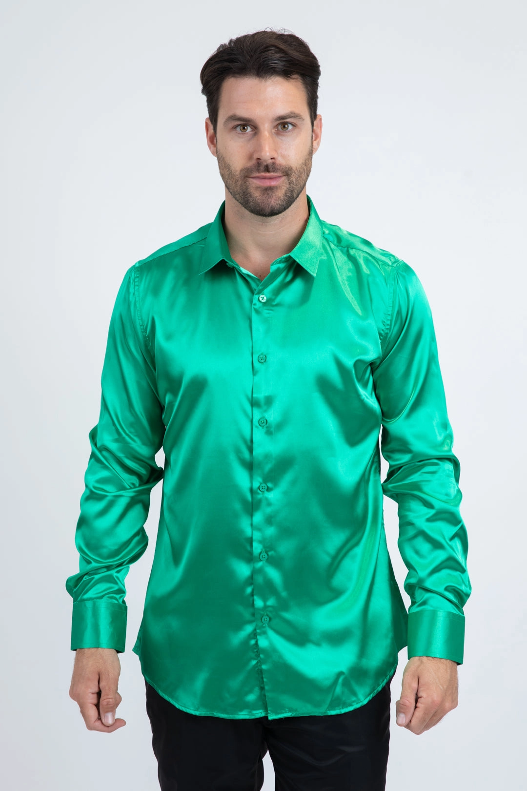 Compact Packing Men's Satin Mint Dress Shirt