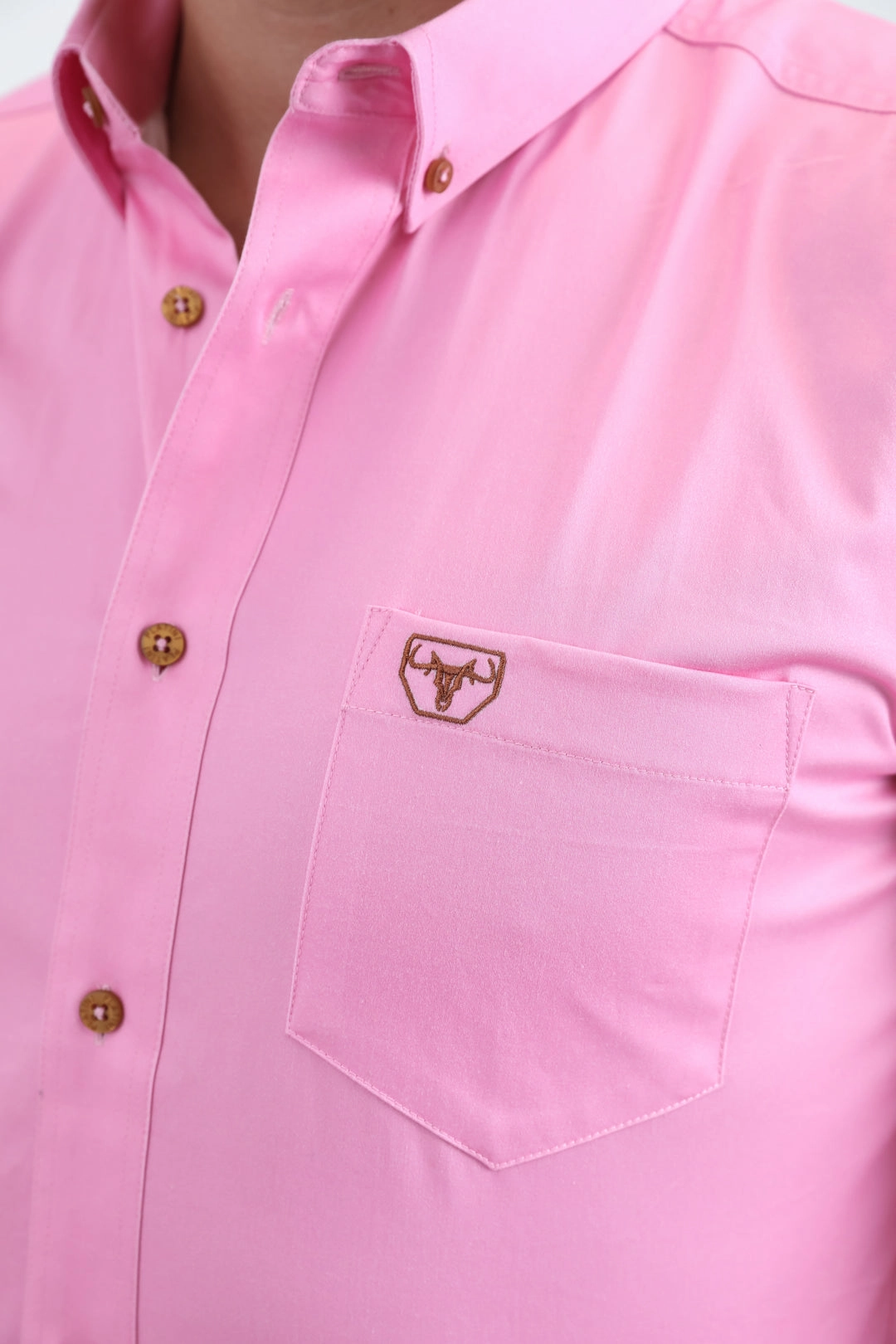 Men??s Single Pocket Logo Modern Fit Stretch Dress Hot Pink Shirt Holiday Style