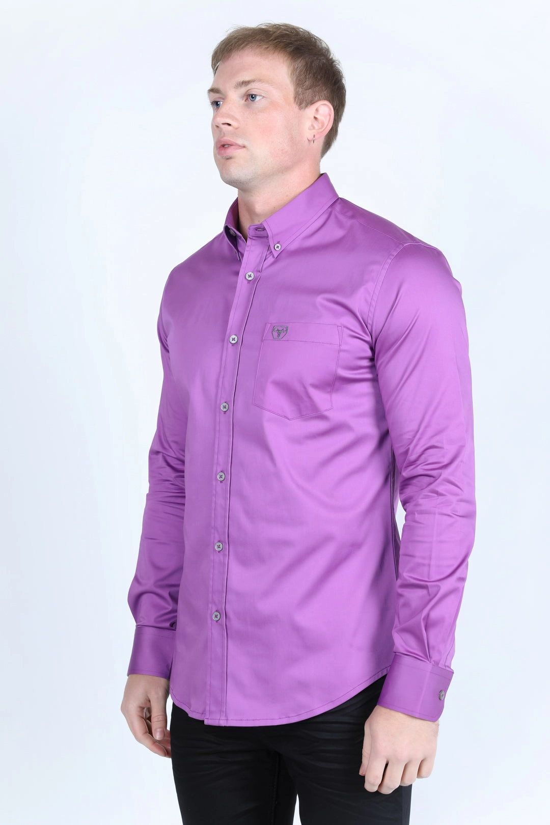 Men??s Single Pocket Logo Modern Fit Stretch Dress Shirt - Mauve birthday party Fashion Essential