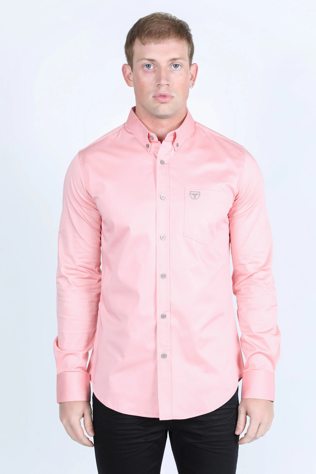 Thermal regulation Men??s Single Pocket Logo Modern Fit Stretch Dress Shirt - Pink