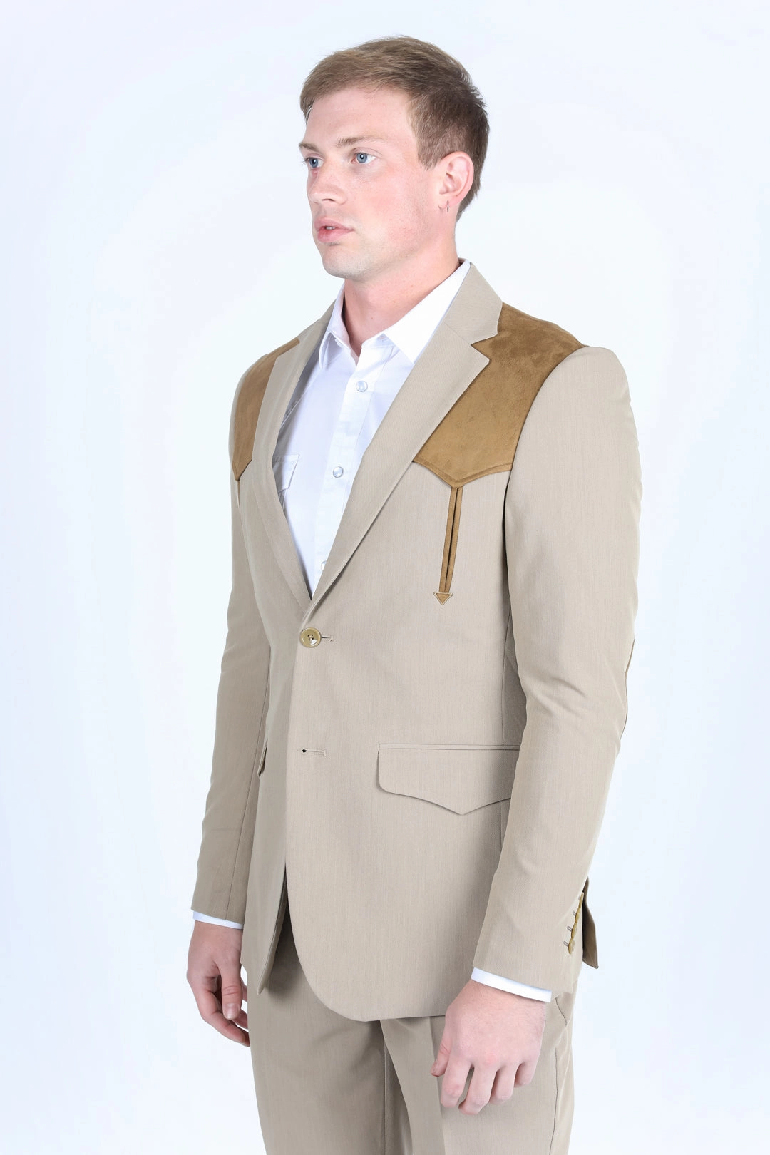 Men's Western Suit Sport Coat with Suede Yokes and Elbow Patches Smile Ease Street Sport