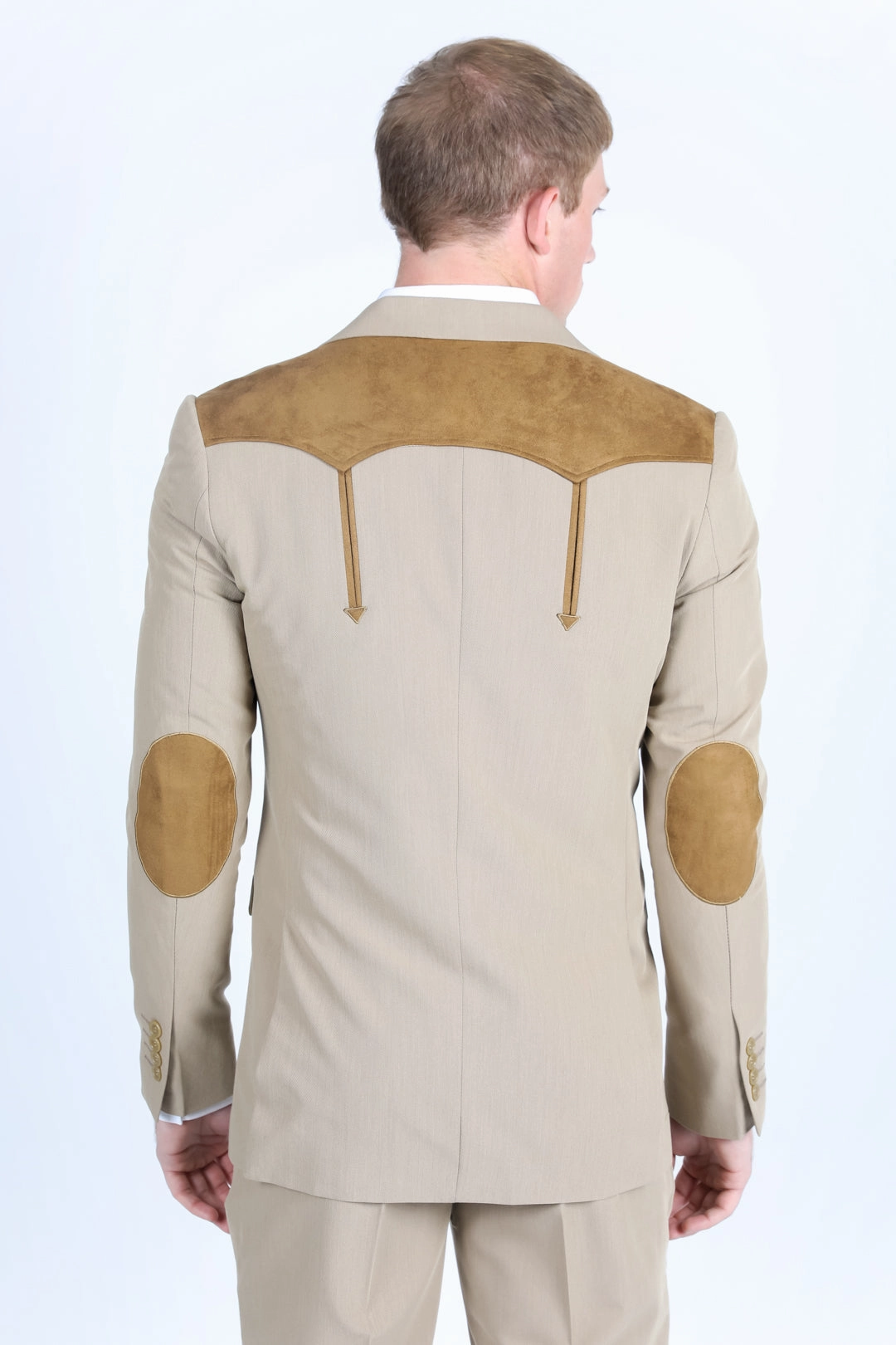 Men's Western Suit Sport Coat with Suede Yokes and Elbow Patches Vented Panels LayeredConstruction