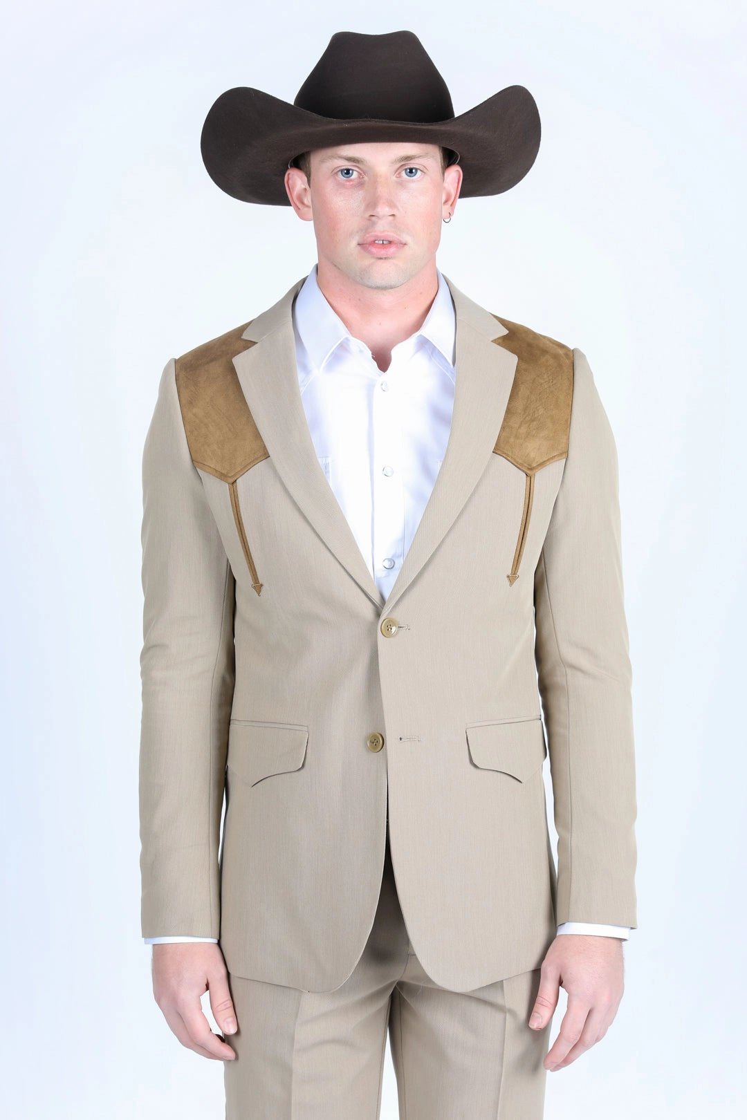 Men's Western Suit Sport Coat with Suede Yokes and Elbow Patches Airflow Mesh Panels