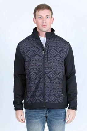 Comfortable Pants AdjustableCuffs Mens Aztec SoftShell Concealed Carry Water-Resistant Jacket - Black