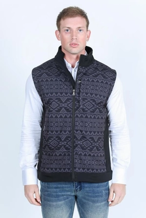 Clean Silhouette Cold Days Mens Aztec SoftShell Concealed Carry Water-Resistant Vest - Black