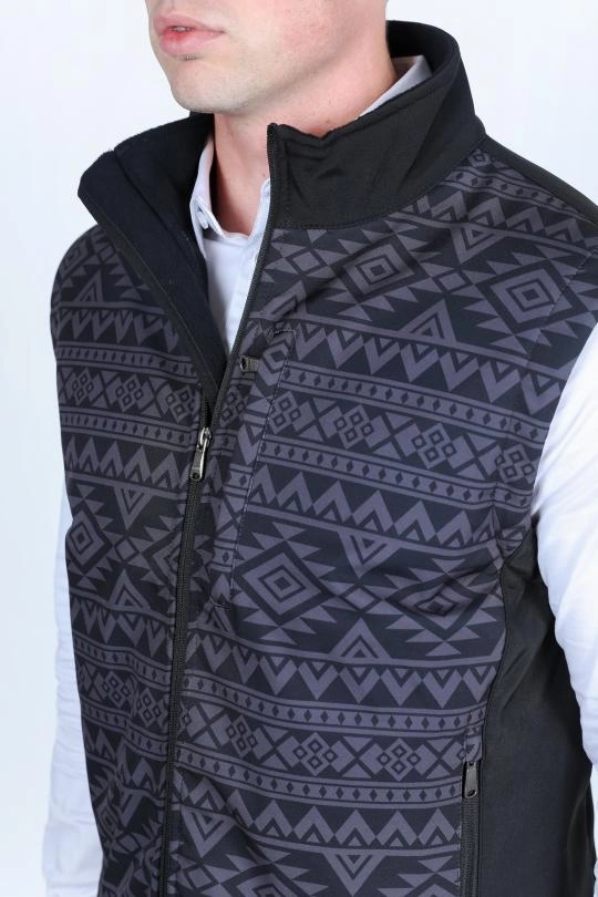 Mens Aztec SoftShell Concealed Carry Water-Resistant Vest - Black Reinforced Shoulders Stylish Daily Fit