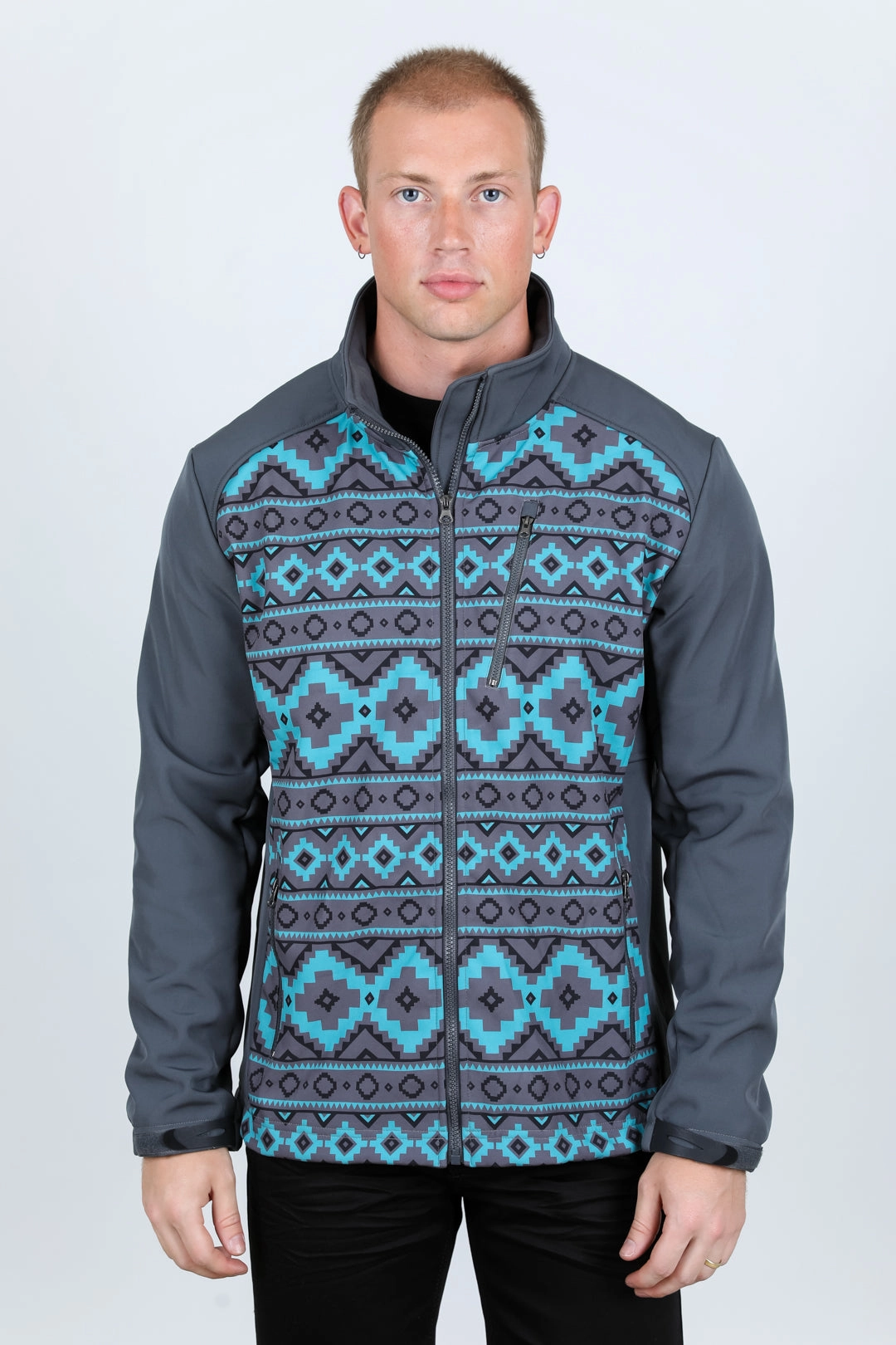 Mens Aztec Softshell Water-Resistant Jacket - Gray Classic Glow