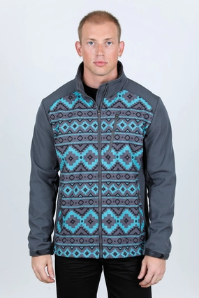 Mens Aztec Softshell Water-Resistant Jacket - Gray Classic Glow