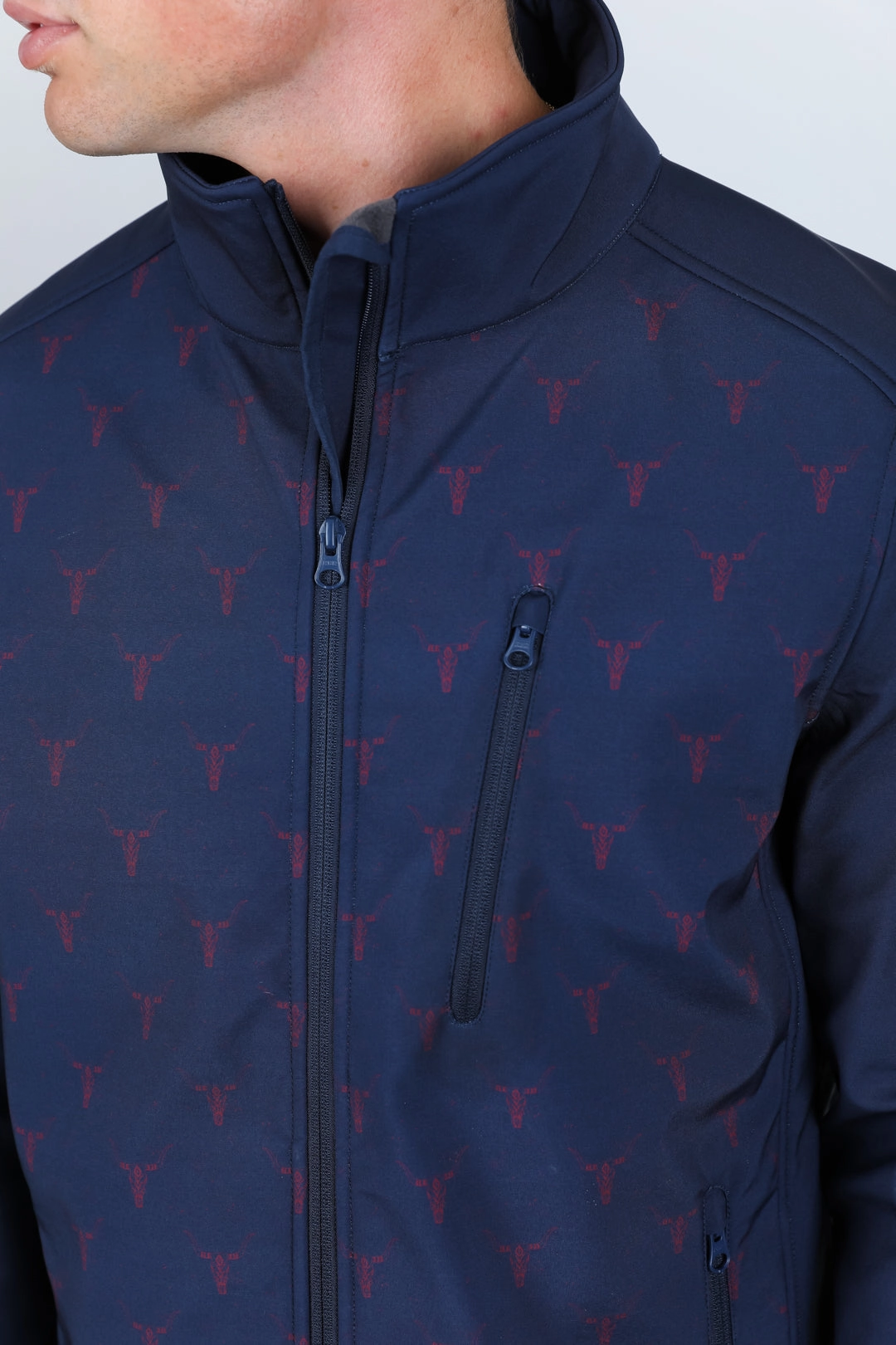 Harbor Style DoubleStitchReinforcement Mens Aztec Softshell Water-Resistant Jacket - Navy