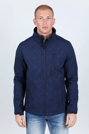 Sharp Line Colorfast Dye Mens Aztec Softshell Water-Resistant Jacket - Navy