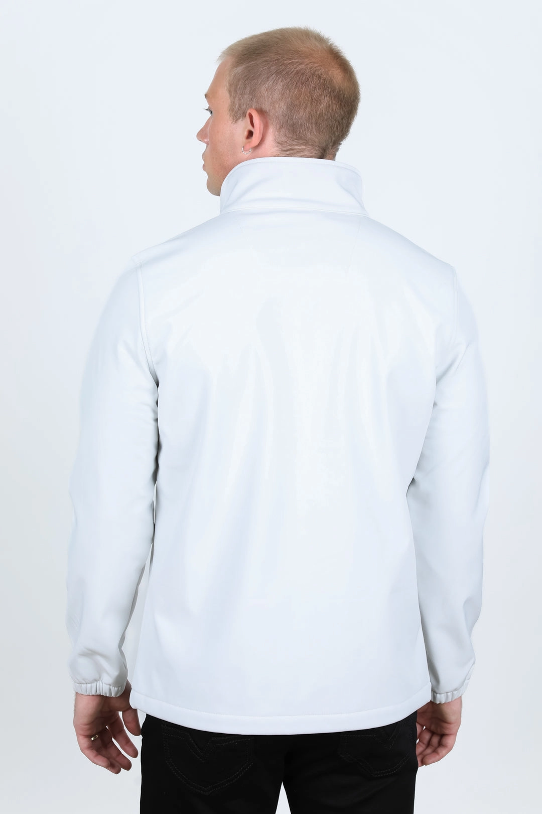 Mens Aztec Softshell Water-Resistant Jacket - White Casual Comfort Light Wool