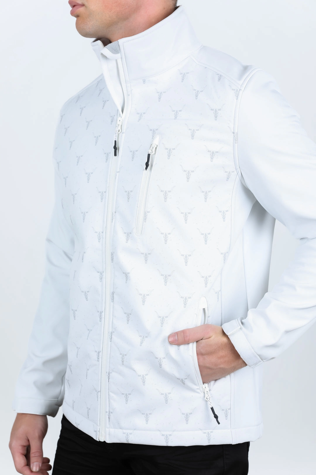LightweightKnit Mens Aztec Softshell Water-Resistant Jacket - White