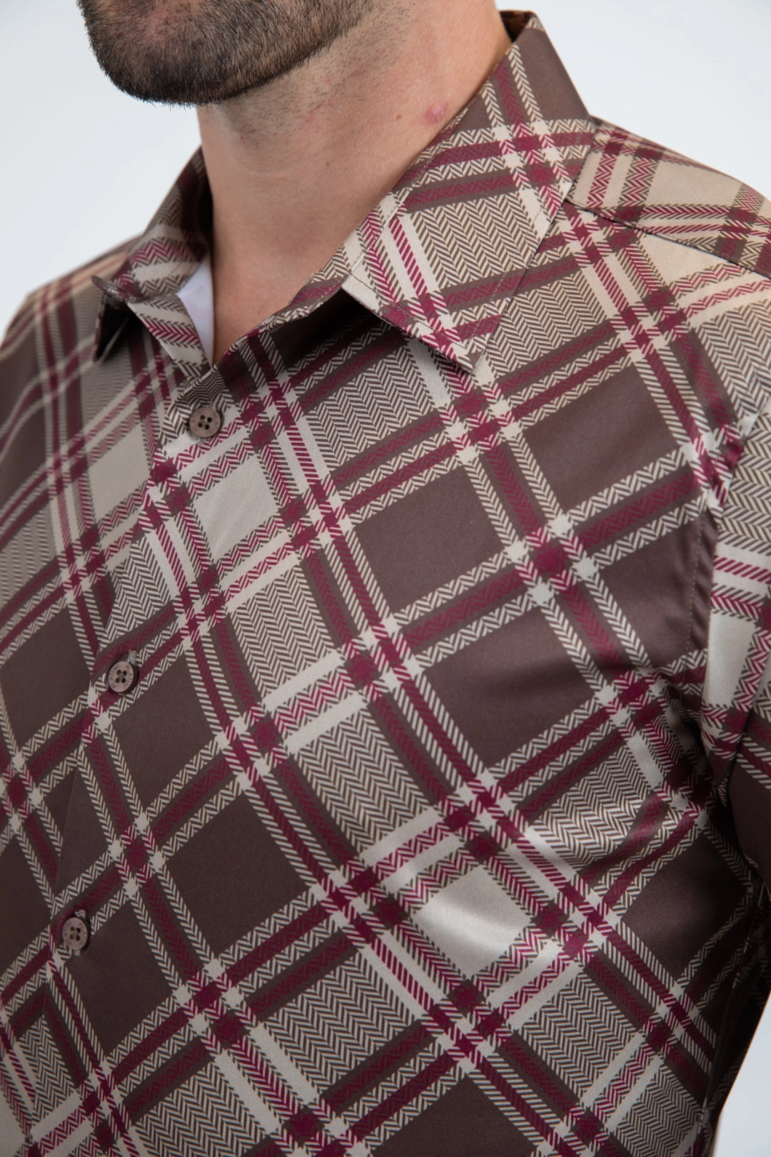 Year-Round Favorite shopping spree Mens Checkered Long Sleeve Brown Shirt