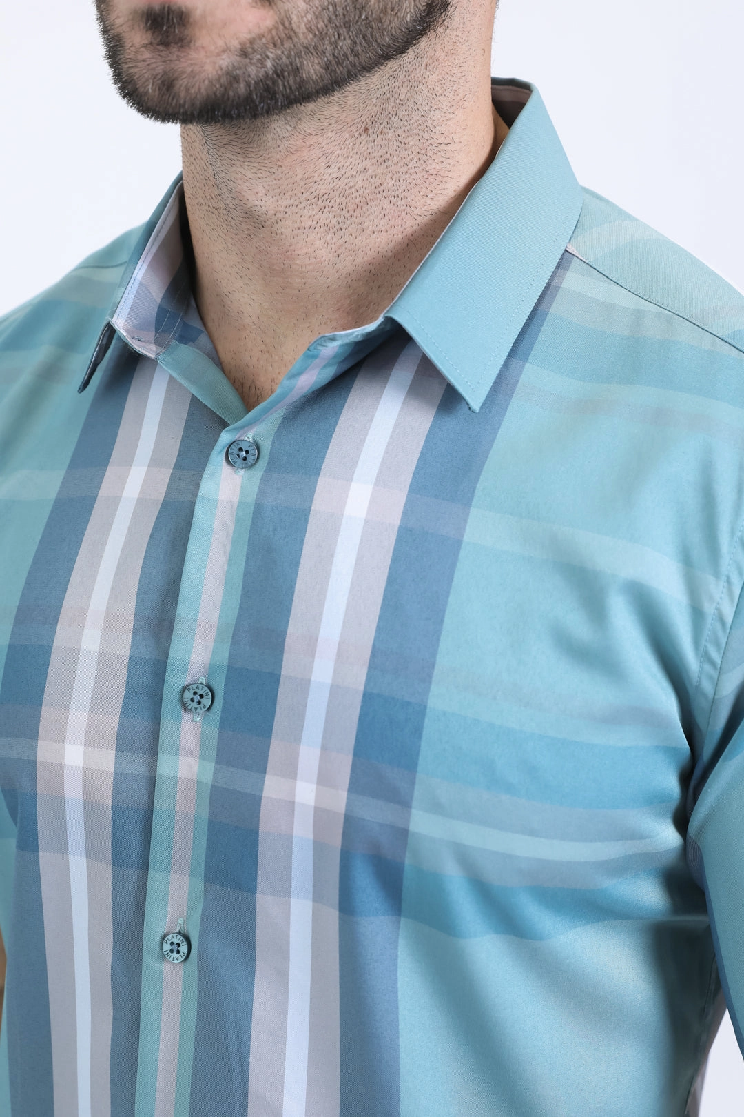 Local Favorite Eco Friendly Material Mens Checkered Short Sleeve Blue Shirt