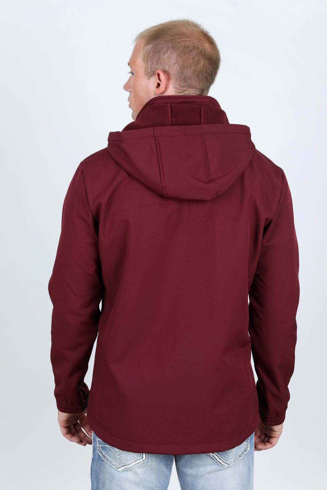 Lightweight Composite Vegan Mood Mens Hooded Softshell Water-Resistant Jacket - Burgundy