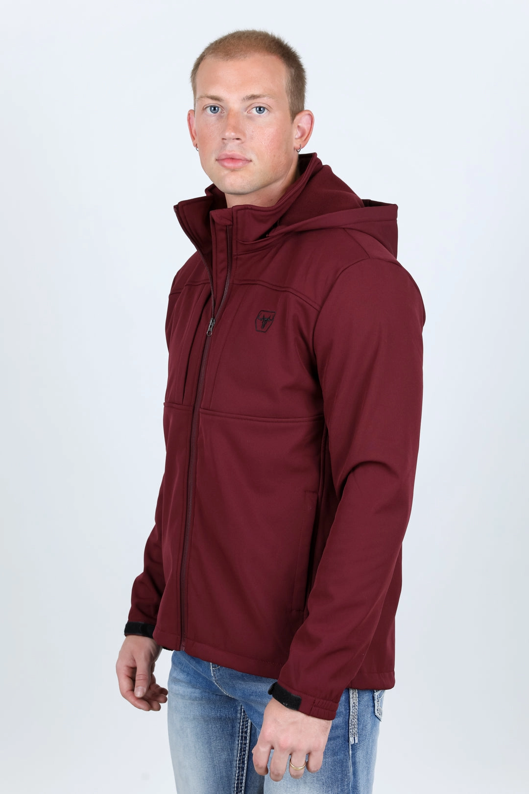 Athleisure Cool Mens Hooded Softshell Water-Resistant Jacket - Burgundy