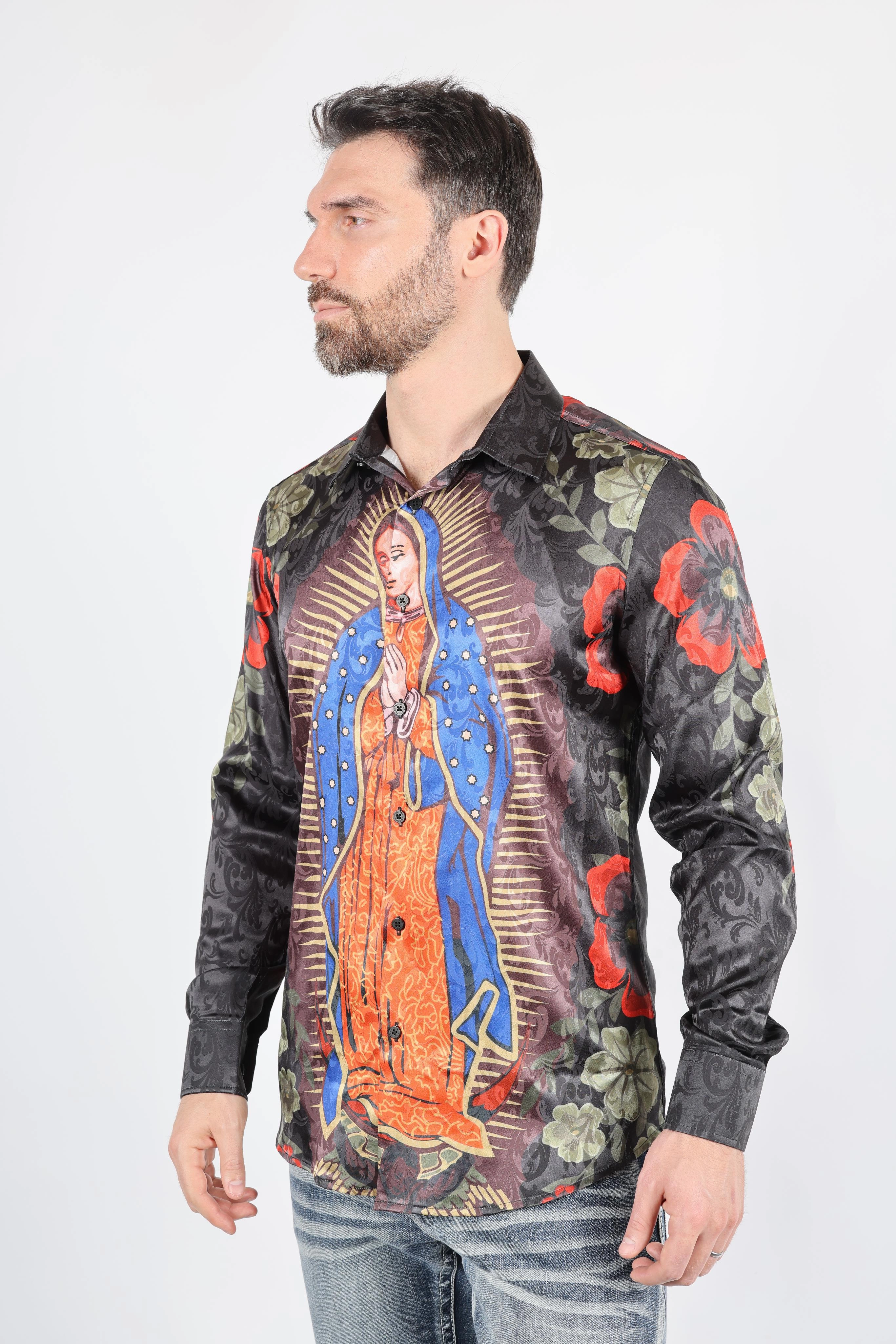 Mens Jacquard Fabric Modern Fit GUADALUPE Print Shirt Cruise Collection Perfect Fit