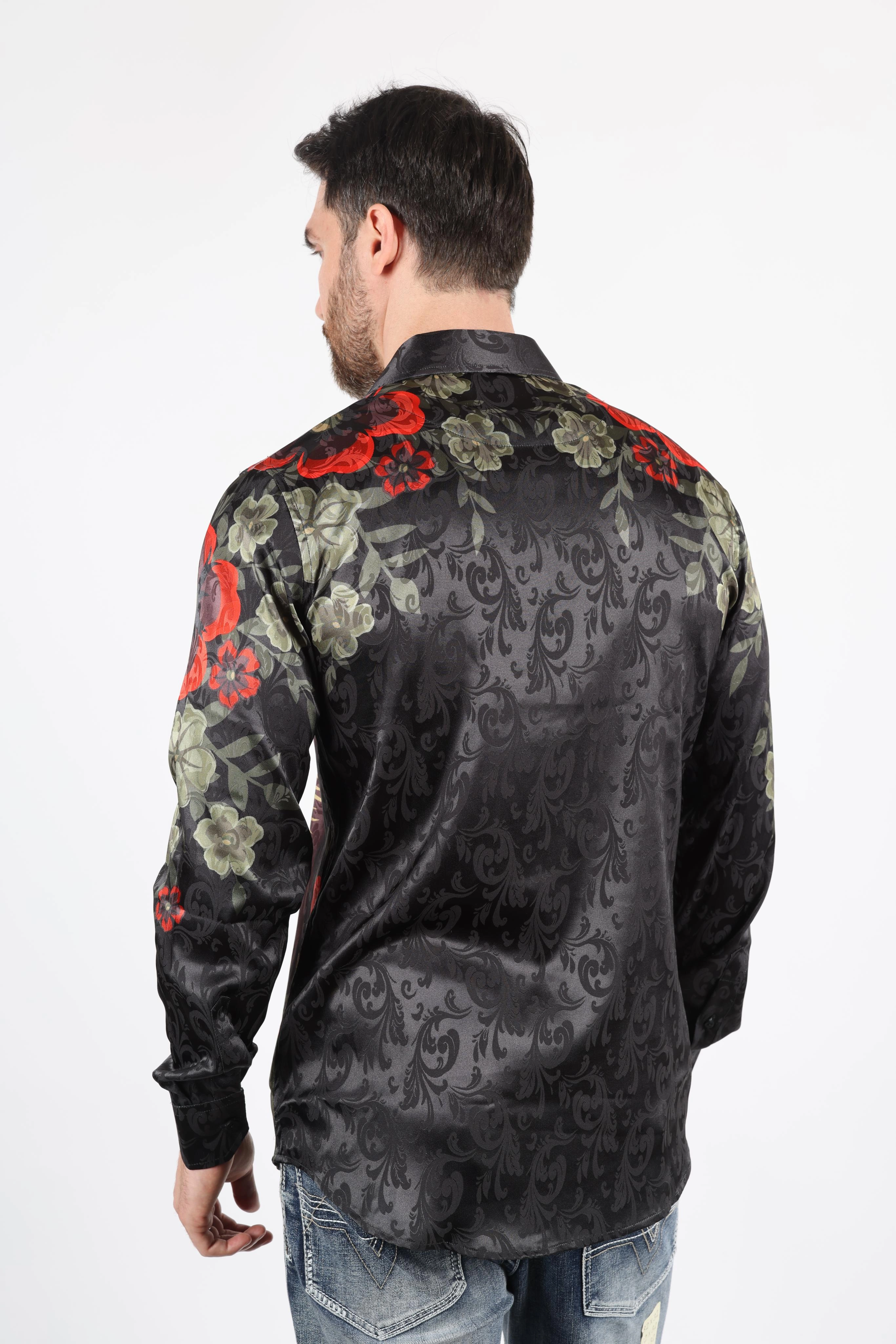 Mens Jacquard Fabric Modern Fit GUADALUPE Print Shirt Customizable Option