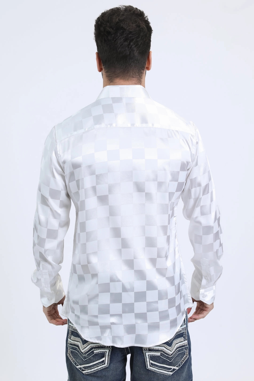 Trendy designs Comfort Fit Mens Jacquard Fabric Print Modern Fit Long Sleeve White Shirt