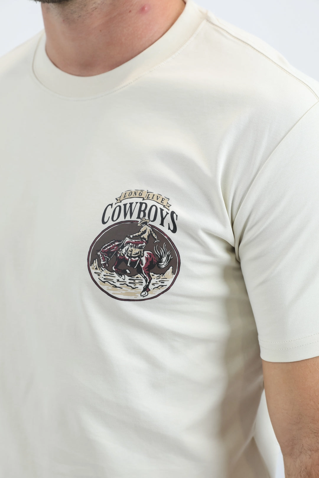 Light and Soft Trendy Layering Mens Modern Fit Cotton Stretch Beige T-Shirt