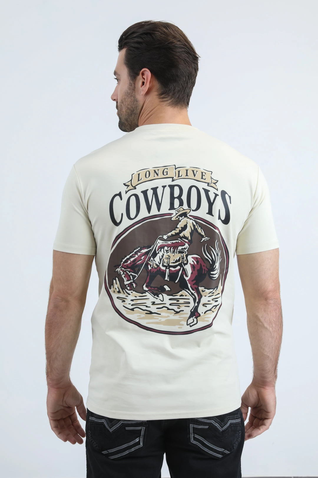 Mens Modern Fit Cotton Stretch Beige T-Shirt UPF Rated Fabric