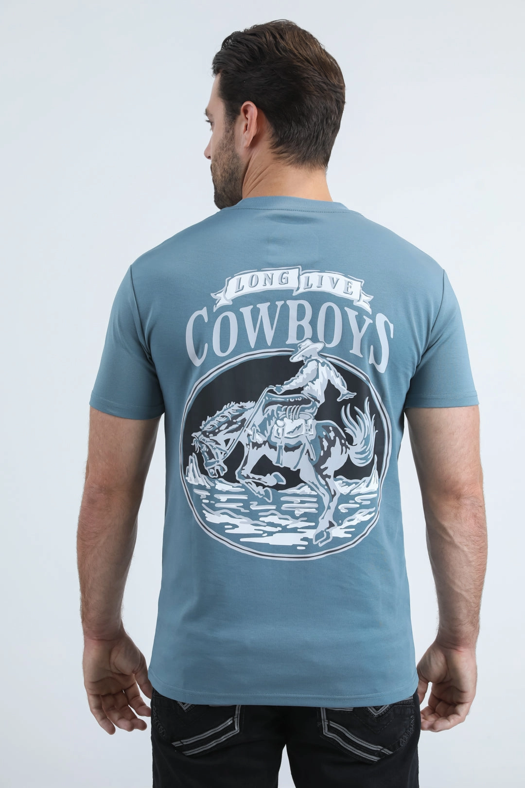 High-Quality Cotton Mens Modern Fit Cotton Stretch Blue T-Shirt