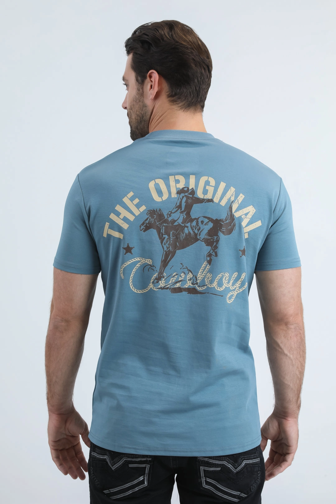 Active Comfort Style Mens Modern Fit Cotton Stretch Blue T-Shirt